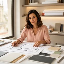 Architetta siciliana al lavoro su tavole di progetto in uno studio di Messina